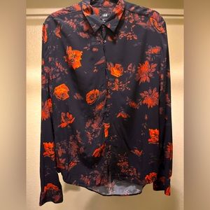 H&M Rose Button Up Shirt L